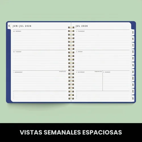 Vista 4 de PAPERAGE Agenda académica, agenda semanal y mensual y calendario, 12 meses, julio de 2026 a junio de 2027, (9.5 x 11 pulgadas), agenda de Negro