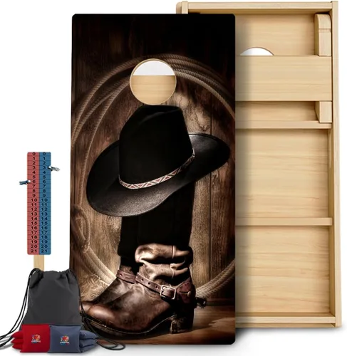 Vista 10 de CornholeGamesUSA Pro - Juego de tablas de Cornhole Fabricado en Estados Unidos Abedul báltico 3/4 Sin rebote Patas triples gruesas Dos