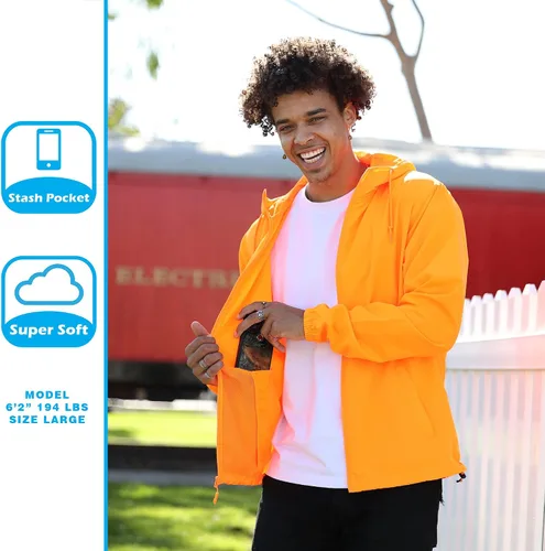 Vista 6 de Global Blank - Chaqueta cortavientos ligera para hombre resistente al agua