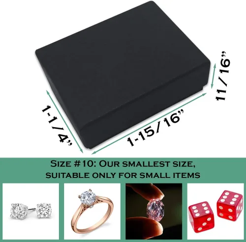 Vista 2 de The Display Guys Cajas de cartón con algodón para joyería 100 unidades Negro mate