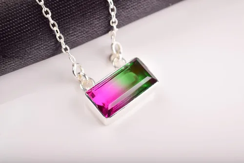 Vista 3 de Colgante de cuarzo de turmalina sandía de diseñador en colgantes artesanales, joyería, collar de diseñador, colgante hecho a mano, regalo para ella