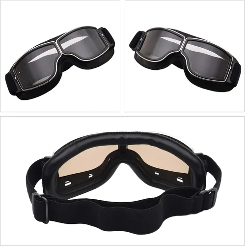 Vista 7 de Peicees Gafas Vintage para Motocicleta Gafas de Aviador Gafas de Casco de Piloto Gafas de Equitación Motocross Bicicleta de Montaña Scooter ATV