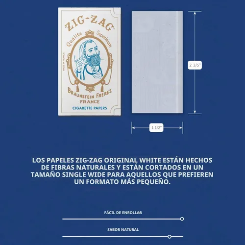 Vista 6 de ZIG-ZAG - Papel de liar blanco original de 2.756 in, goma árabe natural, línea de sellado de pegamento fino, 6 folletos con 32 papeles por folleto