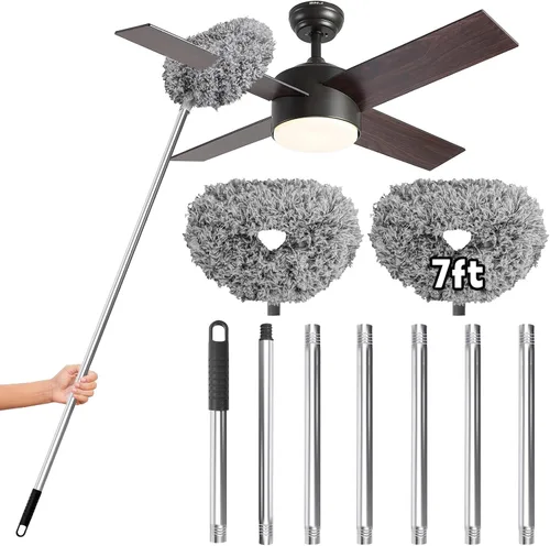 Vista 8 de DRQ Limpiador de ventilador de techo con poste de extensión de 13-48 Gris