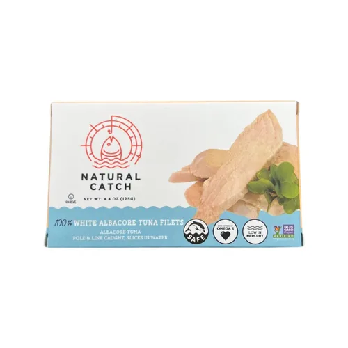 Vista 5 de Natural Catch Filetes de albacore de atún blanco, cortados a mano, alta calidad, atrapados en poste y línea, 120 calorías sin gluten, paleo, keto