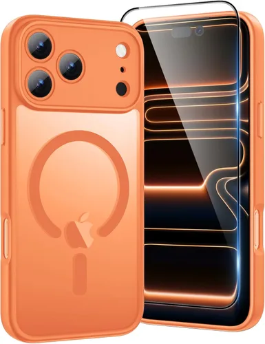 Vista 11 de Funda magnética para iPhone 17 con protector de pantalla, protección completa de la cámara, compatible con MagSafe, delgada, translúcida, mate, a