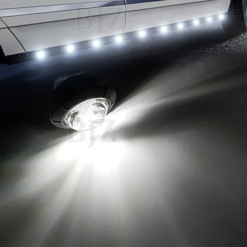 Vista 2 de BJZ 10 piezas de luces LED redondas de 3/4" blancas de 12V para remolque, luz de señal delantera, trasera, lateral, impermeable con lente ahumada