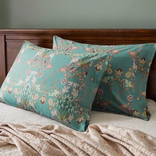 Vista 11 de FADFAY Fundas de almohada con volantes, hermosas fundas de almohada de granja, color azul (azul, tamaño estándar 19 x 29 pulgadas)