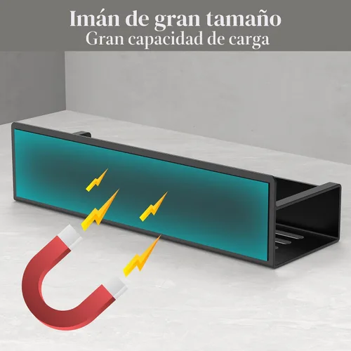 Vista 3 de HuggieGems Paquete de 4 organizadores magnéticos para especias para refrigerador y horno, organizadores negros para nevera y almacenamiento