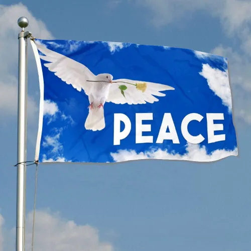 Vista 2 de Bandera estadounidense Stand For Peace Pray For World Peace Bandera de Estados Unidos Bandera de Estados Unidos Decoración Interior Exterior Bandera