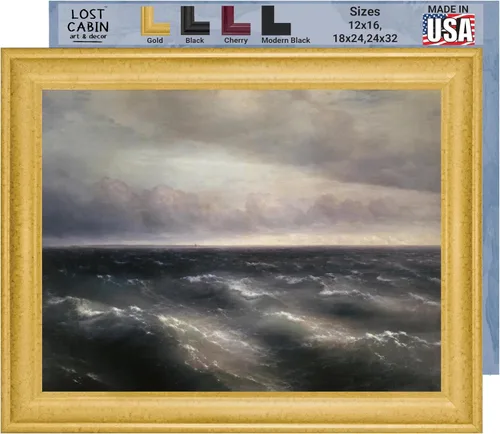 Vista 53 de Lost Cabin Dusk on the Golden Horn de Ivan Aivazovsky Impresión en marco plano negro Reproducción de pinturas de obras de arte finas Regalo