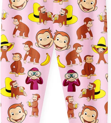 Vista 8 de YAMY Conjunto de camisa George para niñas pequeñas, conjunto corto de verano, casual, camiseta de dibujos animados, conjuntos de pantalones cortos