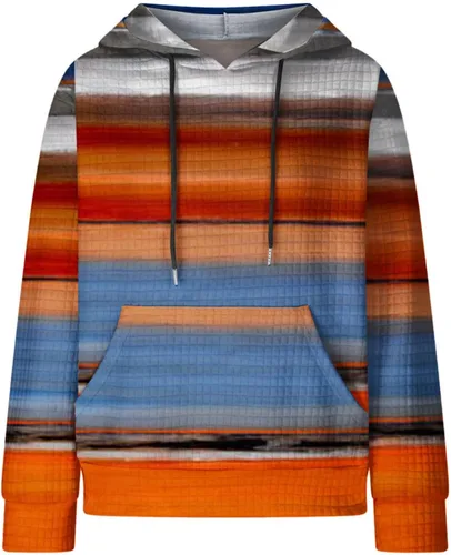 Vista 4 de Sudaderas con capucha para mujer, casual, de manga larga, con cordón de gofre, sudadera suelta con bolsillo, ropa de otoño, 2_Blanco