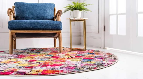 Vista 3 de Tapete Unique Loom colección Jardin para múltiples áreas, abstracta, vibrante, Polipropileno, Multi/Beige