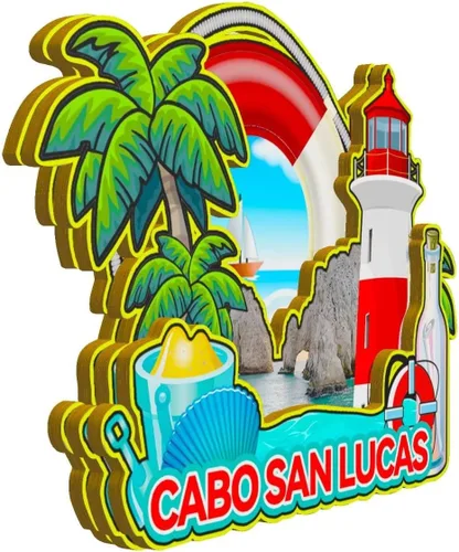Vista 2 de Cabo San Lucas - Imán de madera para nevera, diseño de México, monumentos en 3D, recuerdos coleccionables, decoración hecha a mano, 2015