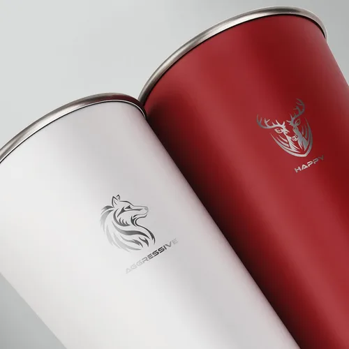 Vista 4 de Swiss+Tech Vasos de acero inoxidable de 16 onzas, paquete de 2 vasos de doble pared, vaso aislado con tapa, vasos duraderos (rojo y blanco)