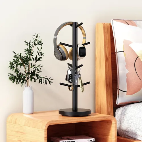 Vista 7 de Soporte para taza de café, soporte para taza de café giratorio de 360° mejorado para mostrador, árbol de taza de café de madera, estante para tazas