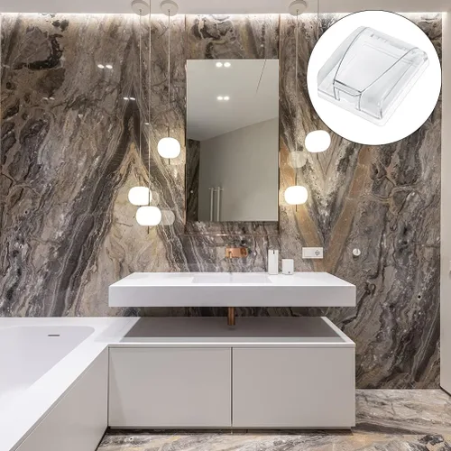 Vista 3 de 4 unids caja 86 cubierta de interruptor Conjoined Socket Case Protector de pared Socket Cover Socket Protective Case Wall Plug Covers Wall Cover