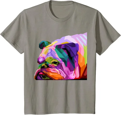Vista 28 de Camiseta de retrato pop artístico de bulldog británico inglés para dueños de perros, Negro, S