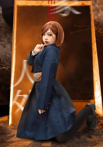Vista 7 de DAZCOS Nobara Disfraz de cosplay para mujer, talla de EE. UU., traje de uniforme JJK con cinturón y bolsa