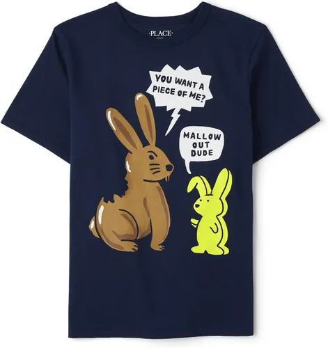 Vista 3 de The Children's Place Boys' Short Sleeve Graphic T-Shirt Seasonal, Blue Egg Hunt Squad, Large San Patricio Lucky Dude