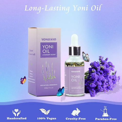 Vista 4 de Yoni - Paquete de 2 aceites esenciales para mujeres, desodorante íntimo femenino totalmente natural que elimina el olor, pH equilibrado, suero