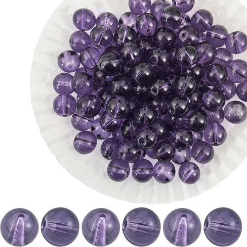 Vista 16 de Granos de cristal gris 0.394 in 200pcs claro redondo