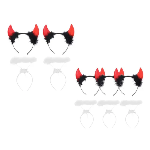 Vista 4 de appuivbt Halloween HeadbandsDevil LED Light Headband Feather White Angel Hair Band Cosplay Accessories for Halloween Christmas