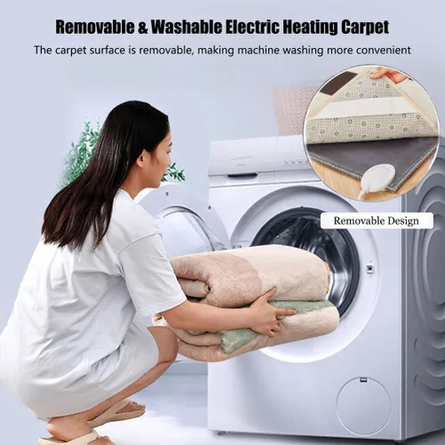 Vista 6 de Removable Washable Graphene Electric Heating Carpet Plush Heated Area Rug Indoor Floor Heating Mat Foot Warmer with Timer Fast Warm Up, Heated Floor