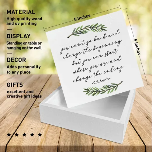 Vista 2 de Decoración de escritorio con citas inspiradoras, letrero de caja de madera B