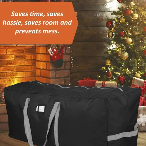 Vista 5 de Bolsa de almacenamiento para árbol de Navidad que se adapta hasta a 2 m Árbol navideño desmontado de 50 x 15 x 20 pulgadas, contenedor, caja