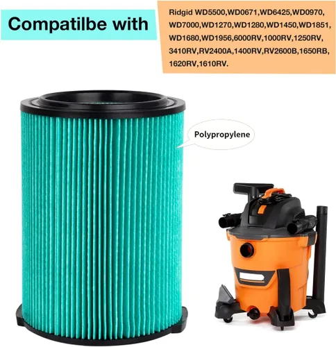 Vista 5 de WuYan VF6000 Filtro de repuesto de 5 capas, para aspiradoras Ridgid de 5 a 20 galones en seco y húmedo WD5500 WD0671 WD6425 WD7000 WD1280 WD1851