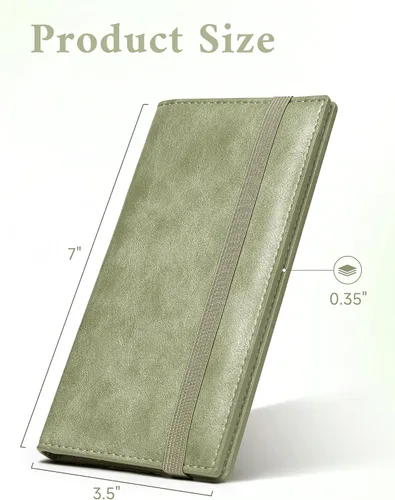 Vista 3 de Zreal Funda para chequera con función de bloqueo RFID para hombres y mujeres, verde ( Aloe Green ), Elegante