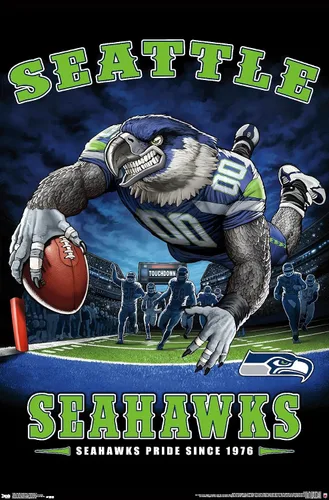 Vista 9 de Trends International NFL Seattle Seahawks - Póster de pared de End Zone 17, 14.725 x 22.375 pulgadas, versión enmarcada de madera de granero