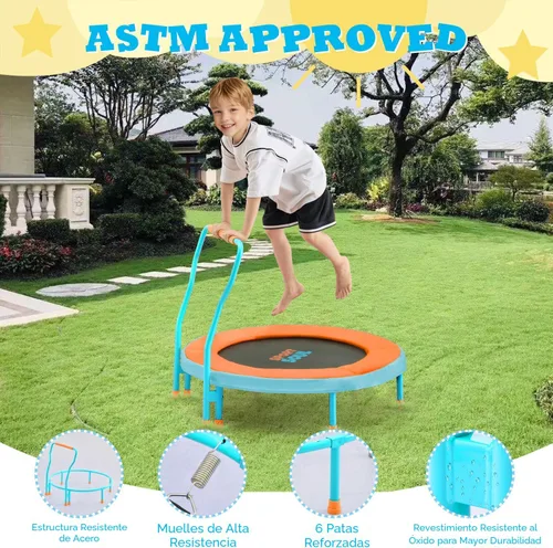 Vista 4 de SPORTSOUL Mini Trampoline for Kids 3-6 with Super Safe Foam Handle Bar, 3ft Toddler Trampoline Indoor with No-Gap Cover for Indoor and Outdoor