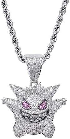 Vista 4 de NINE VEIWO Joyería de regalo para niños, unisex, exquisita, colgante de burbujas hip-hop, collar de gengar, cristal de diamantes de imitación