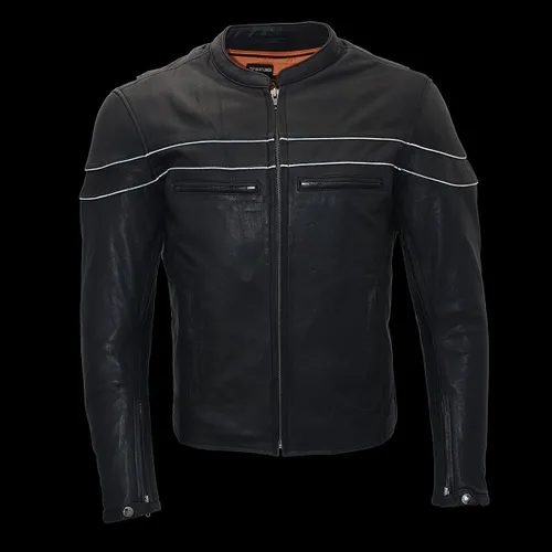 Vista 7 de Milwaukee Leather MLM1525 - Chaqueta MC ligera de cuero negro 'Crossover' para hombre