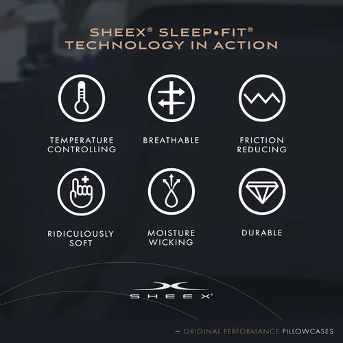 Vista 2 de Sheex - Juego de 2 fundas de almohada de rendimiento original, tejido ultrasuave, transpira mejor que el algodón, Negro, Estándar