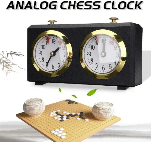 Vista 2 de Temporizador de ajedrez analógico profesional, reloj de juego de cuenta hacia arriba sin batería para ajedrez internacional I-GO Shogi, temporizador