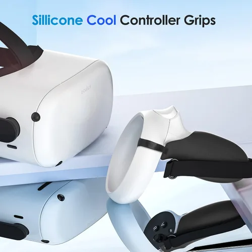 Vista 7 de YRXVW Controller Grips Cover for Oculus Quest 2, Silicone Hand Grips Unibody Design with Adjustable Knuckle Strap Accessories Compatible with Quest
