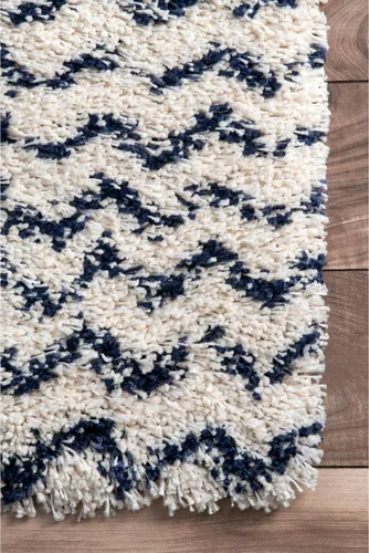 Vista 9 de nuLOOM Cuellar Chevron Shag - Alfombra de área, 4 x 6, azul marino