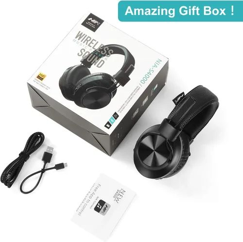 Vista 13 de Antetek - Auriculares inalámbricos Bluetooth 5.0 sobre la oreja de 30 horas de batería, radio FM, reproductor de MP3, micro SD/TF con controladores