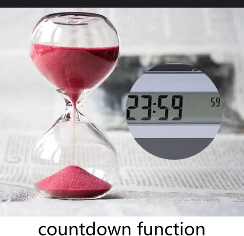 Vista 5 de Soporte para bolígrafo, innovador organizador de despertador para escritorio, reloj electrónico LCD, reloj de calendario perpetuo, reloj digital