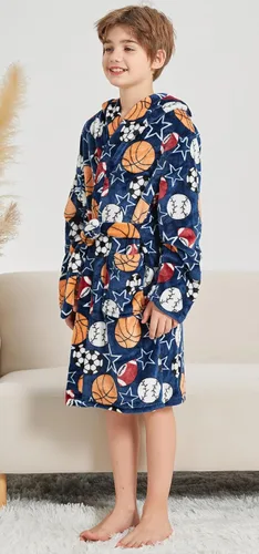 Vista 5 de Childlike Me Bata de baño de forro polar con capucha para niños de 2 a 16 años