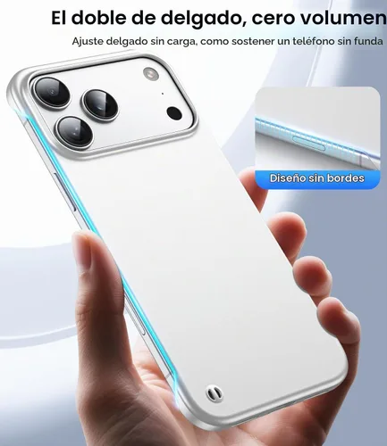Vista 3 de GRECAZO Magnetic Frosted Frameless Case for iPhone 17 Pro Max, Silvery Tono plata