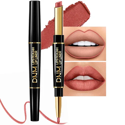Vista 40 de evpct Juego de 1 lápiz labial y delineador de labios rojo rubí para mujer, kit mate con delineador de labios, manchas de labios duraderas