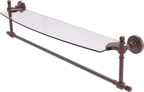 Vista 2 de Allied Brass RD-33TB/18-BBR Retro Dot Collection - Estante de cristal integrado para toallero, 18 pulgadas, bronce cepillado