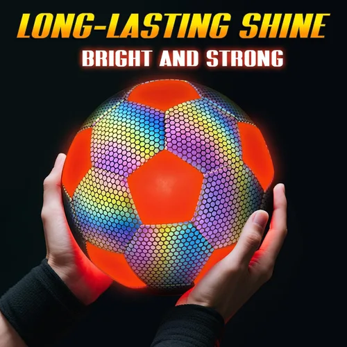 Vista 4 de Balón de fútbol que brilla en la oscuridad con luces LED, pelota de fútbol iluminada para juegos nocturnos, tamaño 5 regalo para niños y adultos