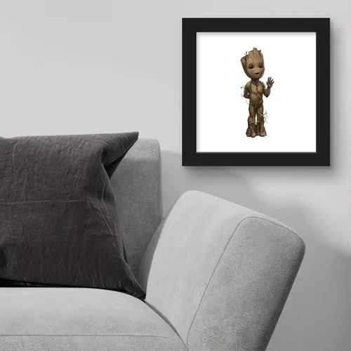 Vista 4 de Trends International Gallery Pops Marvel I Am Groot - Póster de pared de Baby Groot, 12 x 12 pulgadas, versión enmarcada en negro