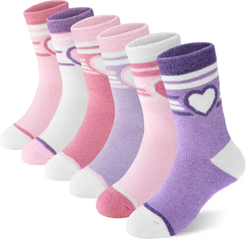 Vista 72 de ANTSANG Calcetines de Lana, Calcetines Térmicos Cálidos y Gruesos Tipo Crew Boot para Niños Pequeños, Niños y Niñas, 6 Pares